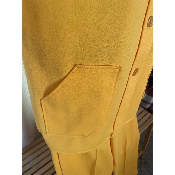 Vintage 1960’s 1970’s‎ Yellow Collared Wide Leg Pant Suit Large Size 14 Stretchy - Picture 5 of 7
